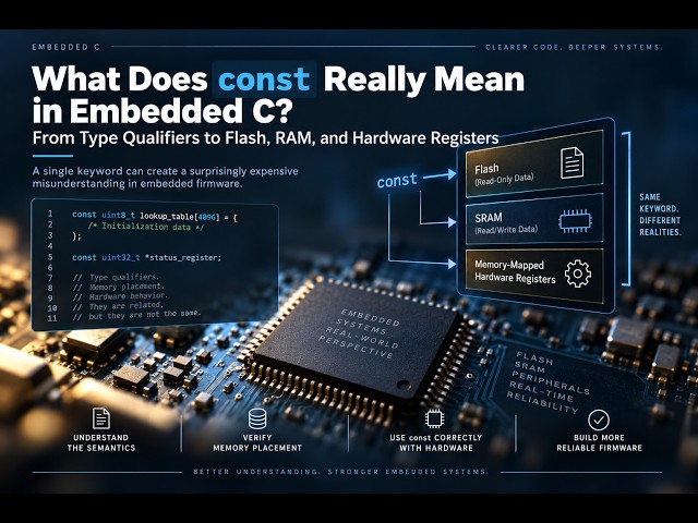 What Does const Really Mean in Embedded C? From Type Qualifiers to Flash, RAM, and Hardware