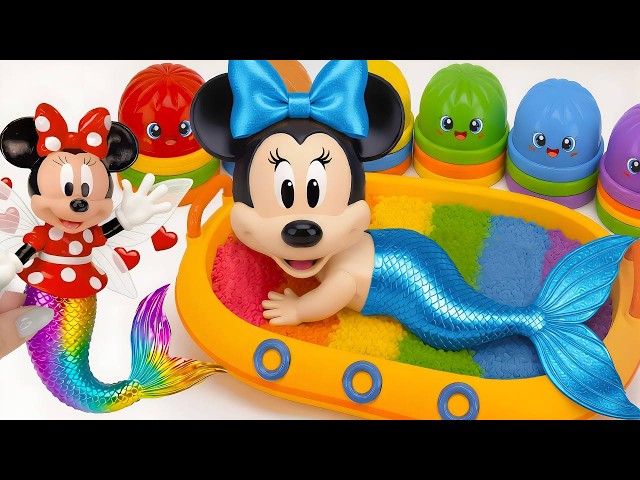 Minnie Mouse 2026 🎀 Set Unboxing Rainbow Mermaid Bath & Colorful Squishy Collection Disney ASMR