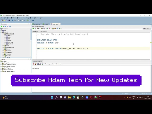Explain Plan in Oracle SQL Developer