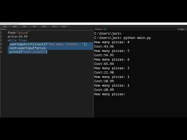Python Cost Calculator - Beginner Coding Project - input, print, while, variables - Python Tutorial