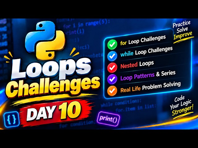 🔥 Can You Solve These Python Loop Challenges? | for, while, break, continue & pass | Day 10