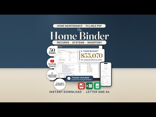 Home Maintenance Binder: Full Walkthrough (Fillable PDF, Maintenance Tracker, Replacement Budget)