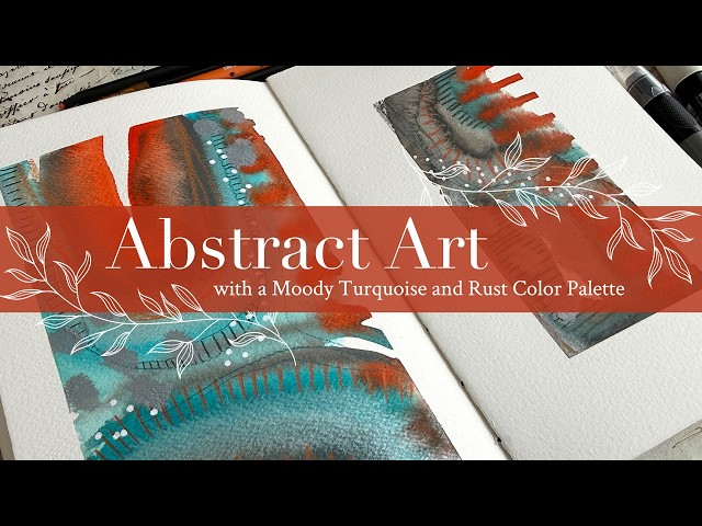 Abstract Art with a Moody Turquoise and Rust Color Palette