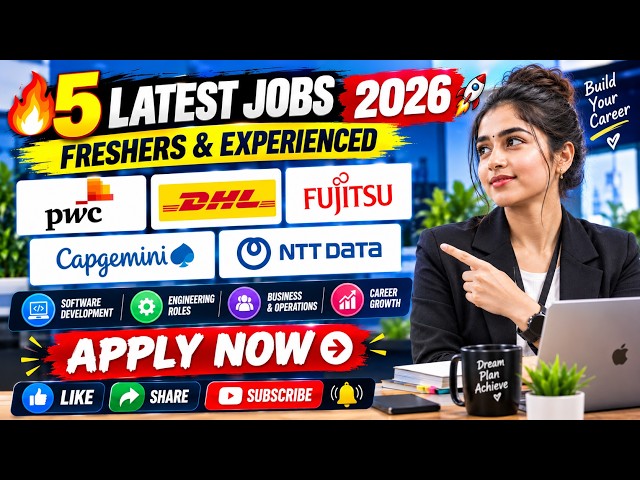 🔥 5 Latest Jobs 2026 | PwC, DHL, Fujitsu, Capgemini & NTT DATA | Apply Now