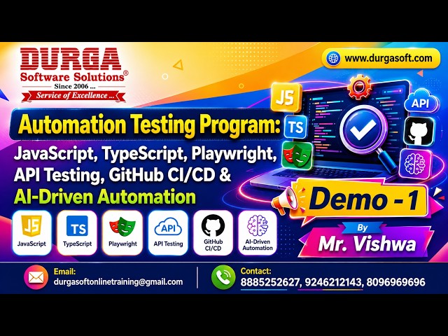 Automation Testing Program tutorials || Demo - 1 || by Mr. Vishwa On 15-09-2026 @9AM (IST)