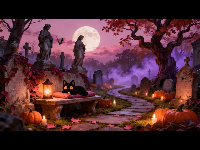 Mystical Autumn Forest 🌙 Lofi Cat | Cozy Music [Moonlight, Falling Leaves & Calm Night Vibes]
