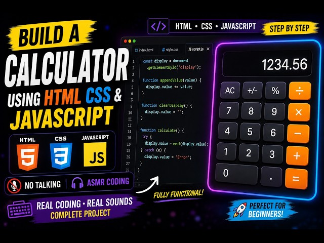 Build a Calculator with HTML, CSS & JavaScript | Full Project (No Talking)