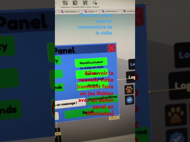 Comment créer un jeu Roblox avec un admin panel fonctionnel!