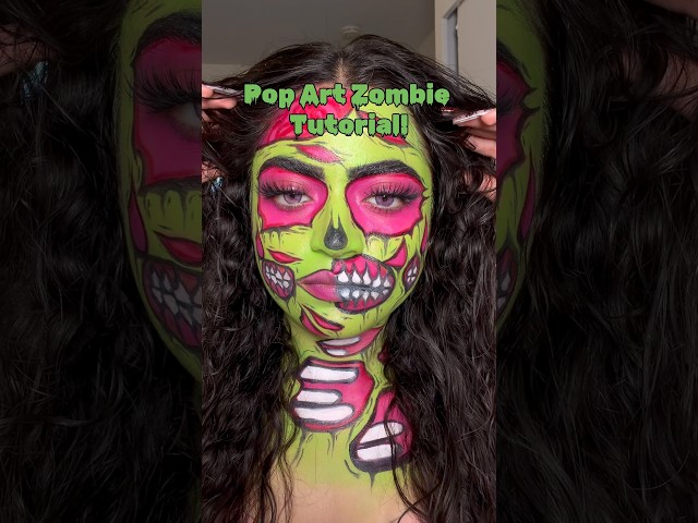 Pop Art Zombie Tutorial!! 💗🧟‍♀️💚 #youtube #ytshorts #shortsviral #makeup #shortsviral #fypシ゚viral