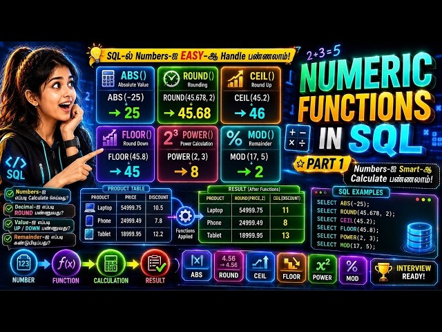 Numeric Functions in SQL | Part 1 | ROUND, CEIL, FLOOR & ABS Explained in Tamil 🔥 | Keepgon