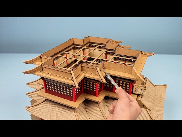 Turning 30lbs of Cardboard Into Tengwang Pavilion: 30-Day Trash to Treasure【tianliang】