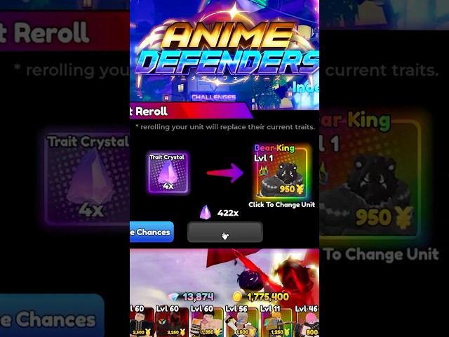 Getting The Best Trait In Anime Defenders.. #roblox #anime #animedefenders #animeadventures #lucky