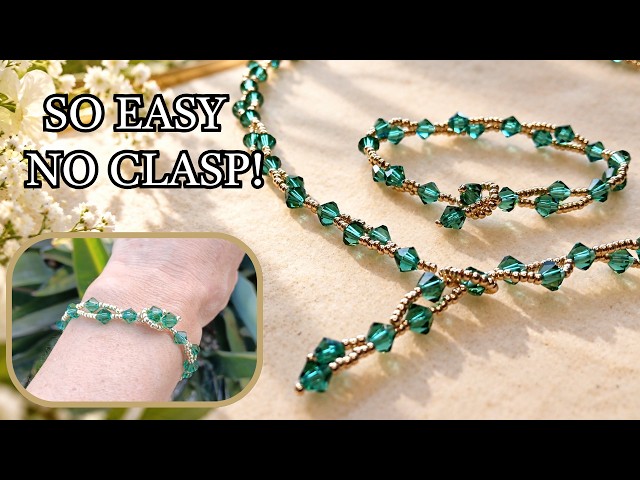 DIY Easy Bracelet & Necklace | No Clasp, No Tools, Fishing Line Only