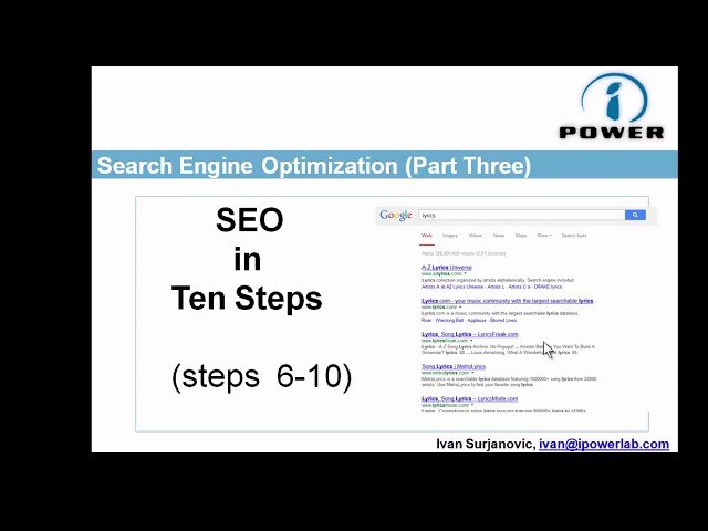 Lesson Five: Search Engine Optimization (SEO) - Part III