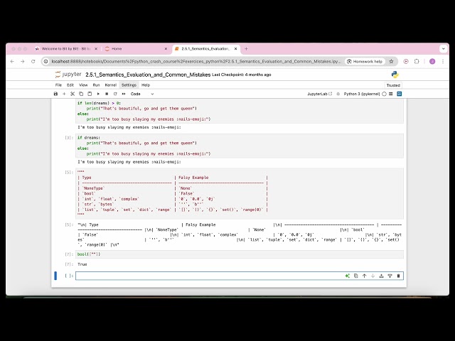 Python Crash Course - 3.1 Semantics Evaluation & Common Mistakes