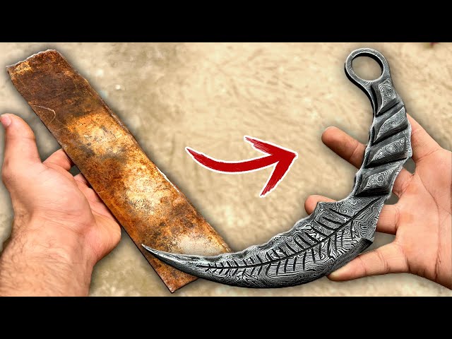 Forging Stunning Damascus Karambit Knife🔥