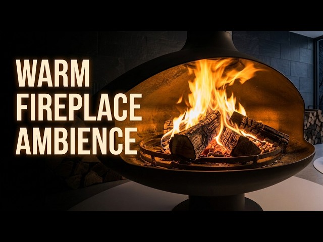 Cozy Modern Fireplace Sounds with Gentle Fire Crackle | 4K Sleep & Focus Ambience