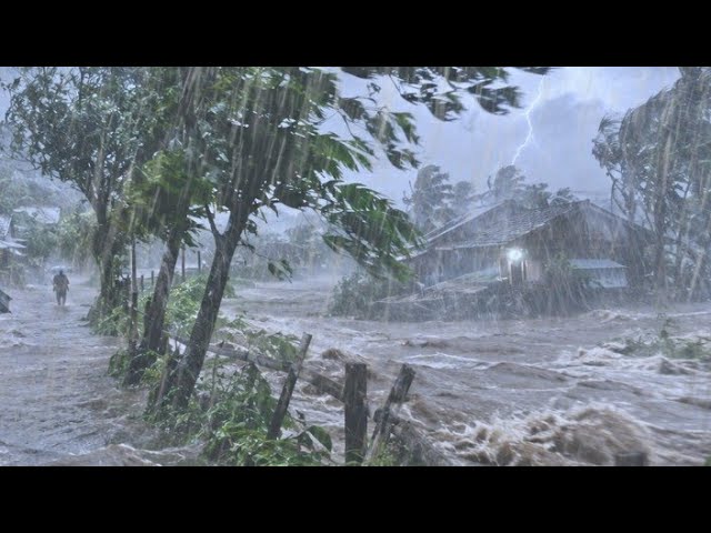 ⛈️🌧️ MOST INTENSE RAINSTORM! WALKING THROUGH A VILLAGE IN JAVA, INDONESIA 🇮🇩