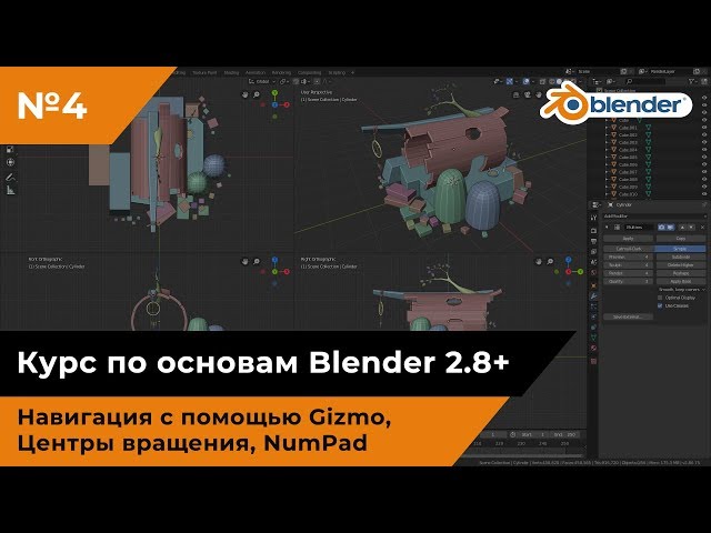 Навигация с помощью Gizmo, центры вращения, NumPad