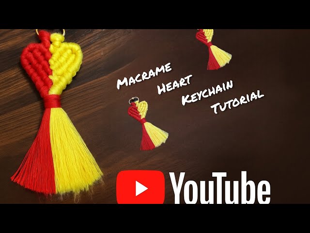 DIY macrame heart keychain tutorial | easy steps for beginners | Double colour heart keychain | boho