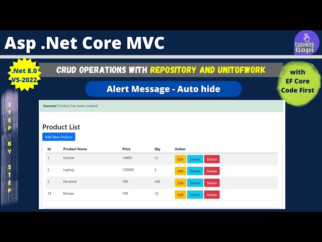 🚨 Bootstrap Alert Message with CRUD Operations | ASP.NET Core + Unit of Work & Repository Pattern