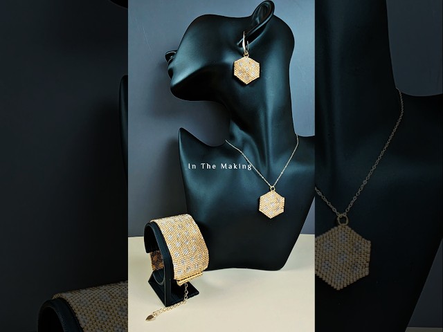 Golden Honeycombs Bracelet  Handwoven Beadwork Process | Miyuki Delica Jewelry #beadwork #beading