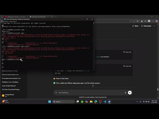 How to Fix npm run dev Error in Windows | PowerShell Execution Policy (2026)