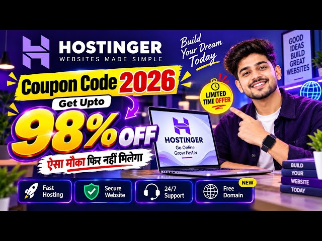 Hostinger Coupon Code 2026 🔥 Get 98% OFF + Free Domain (Working) | Full Tutorial + Live Proof 