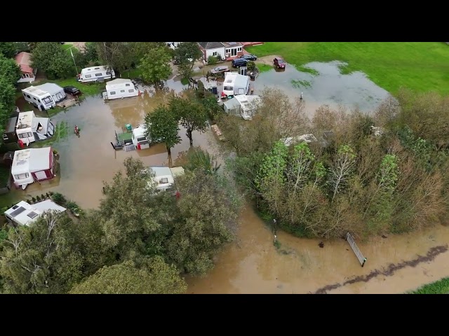 Lakeside Holiday Resort Drone Footage Oct 2023 - Storm Babet Causing Flooding