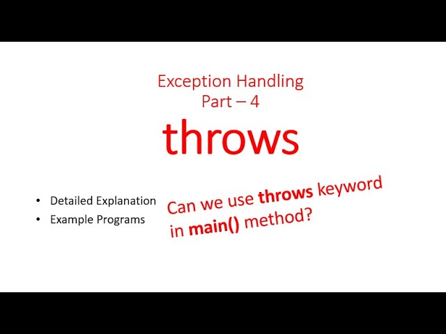 throws keyword - Exception Handling  - Hindi