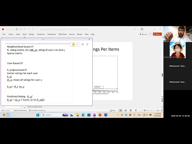 CS 432 - Lecture 26, Variations of Neighborhood-based Collaborative Filtering, Model-based CF