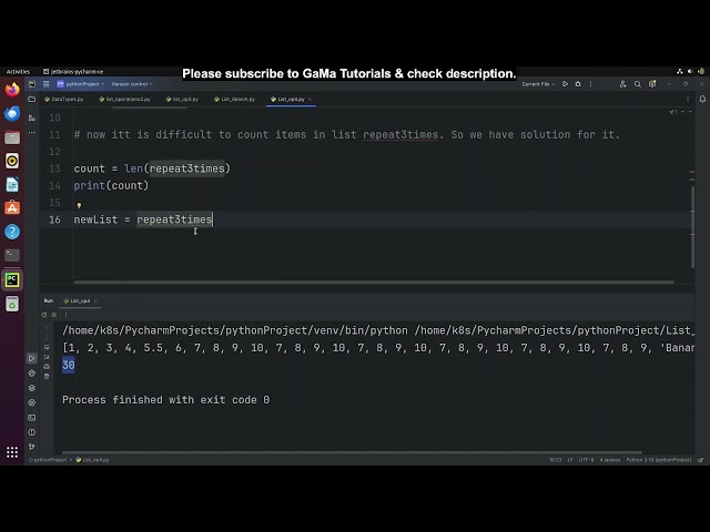 #12 Length, remove, Del  | List Operation | Python Tutorials for Beginners | GaMa Tutorials