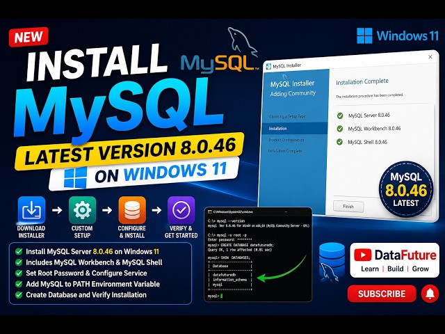 How to Install MySQL 8.0.46 on Windows 11 | MySQL Server + Workbench Setup
