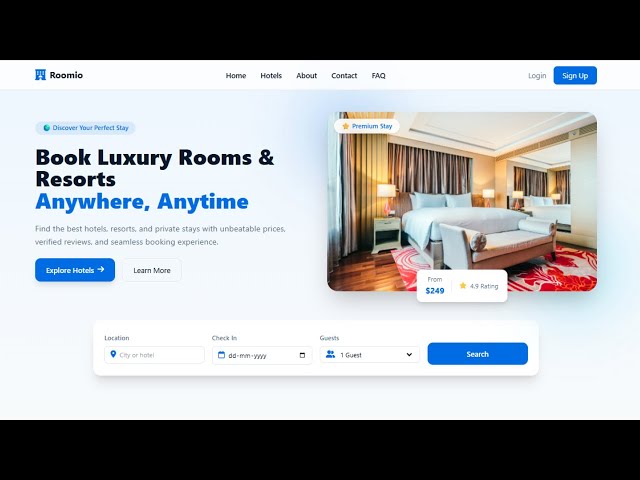 Hotel & Resort Booking Website UI Demo | Built with Tailwind CSS