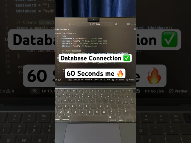 PHP MySQL Database Connection 🔥 Step-by-Step in 60 Seconds
