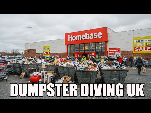 HOMEBASE CLOSING DOWN LETS SEE WHATS IN THE SKIPS, DUMPSTER DIVING UK