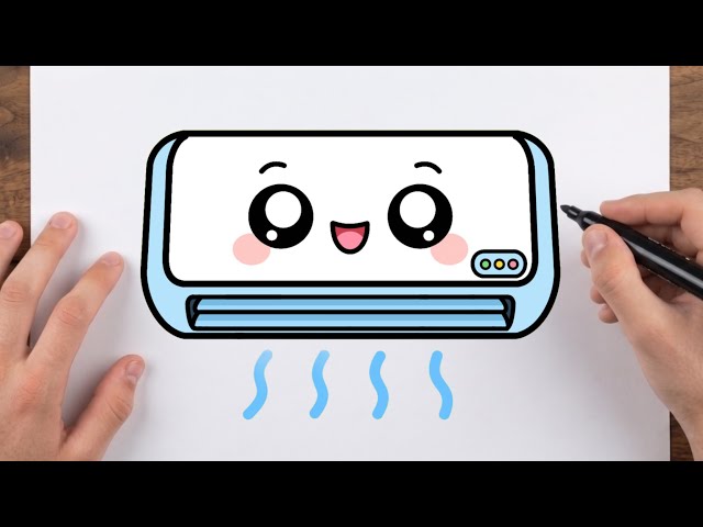 How to Draw a Cute Air Conditioner (AC) | Easy Step by step drawing for kids 