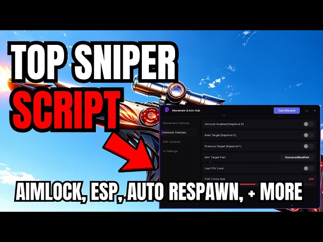 [ NEW ] Roblox Top Sniper OP Script | Aimlock, ESP, Auto Respawn, FOV, + Much More!