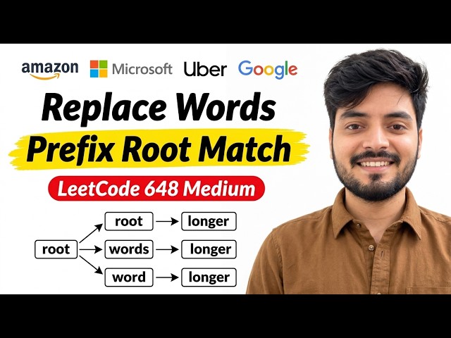 Replace Words (LeetCode 648): Prefix Root Matching with Trie for Coding Interviews
