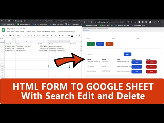 Html Form Data to Google Sheet with search PART 1 | Adding Data to Google Sheet