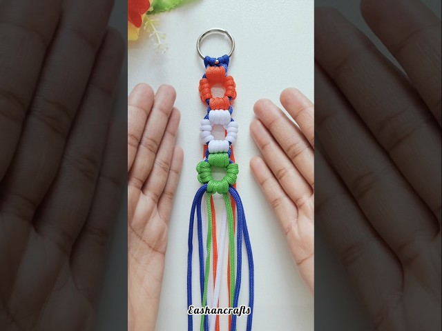 Independence Day Craft Ideas 🇮🇳 DIY | Easy Macrame Keychain #independenceday #crafts #shorts #reels