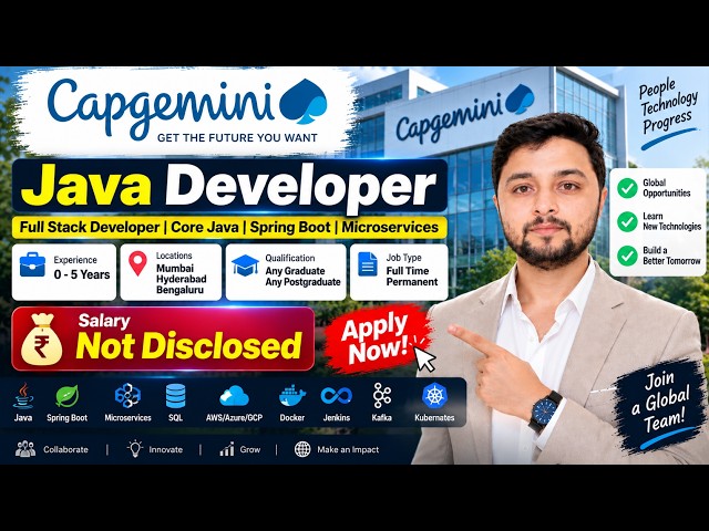 🚀 Capgemini Hiring 2026 | Java Developer | 0-5 Years | ₹5-8 LPA | Freshers & Experienced