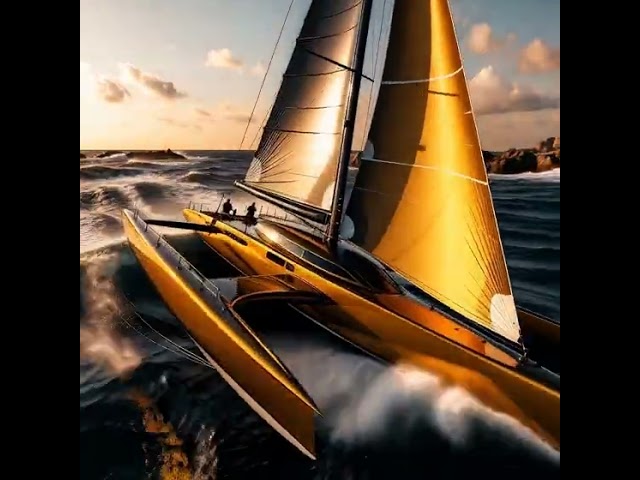 Trimaran squashing the waves
