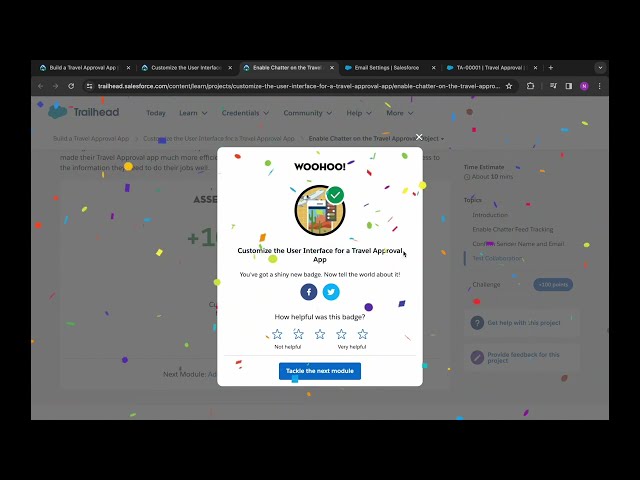 Enable Chatter on the Travel Approval Object| Customize the UI for a Travel Approval App|Challenge 5