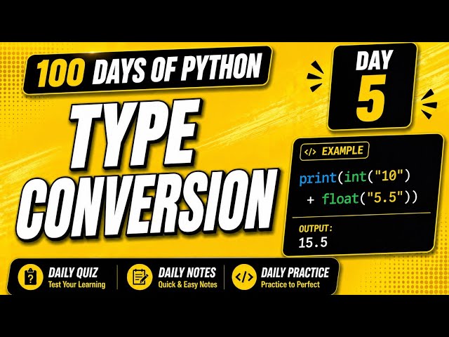 100 Days Of Code | Type Conversion in python | PY2AI