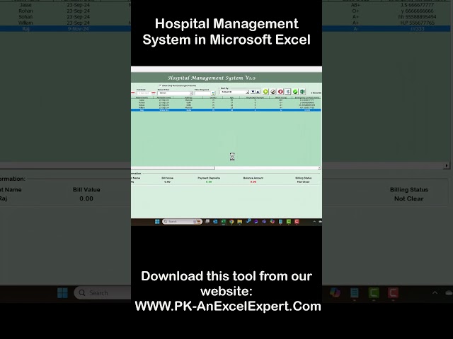 Hospital Management System in Excel | Quick demo | #exceltemplates #excelvba #excelvbatutorial