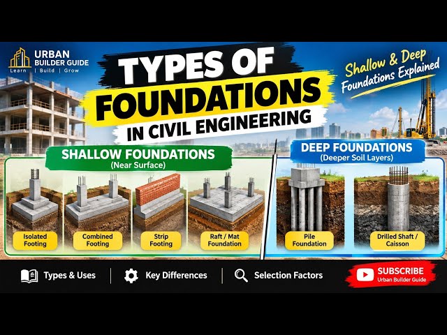 Types of Foundations in Civil Engineering | Shallow & Deep Foundations Explained