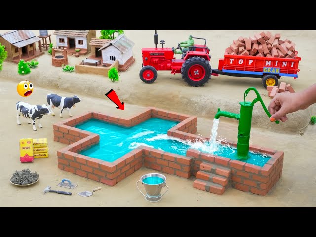 DIY Mini Tractor Builds Hand Pump | Brick Construction Project | Village Water Supply | @topminigear