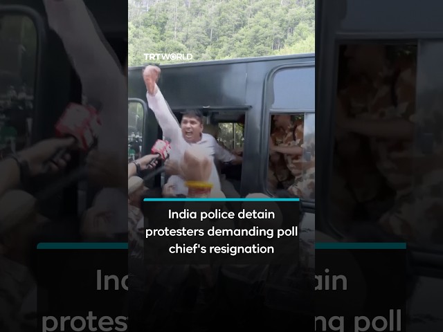 Protesters in India demand poll chief’s resignation as New Delhi police make detentions
