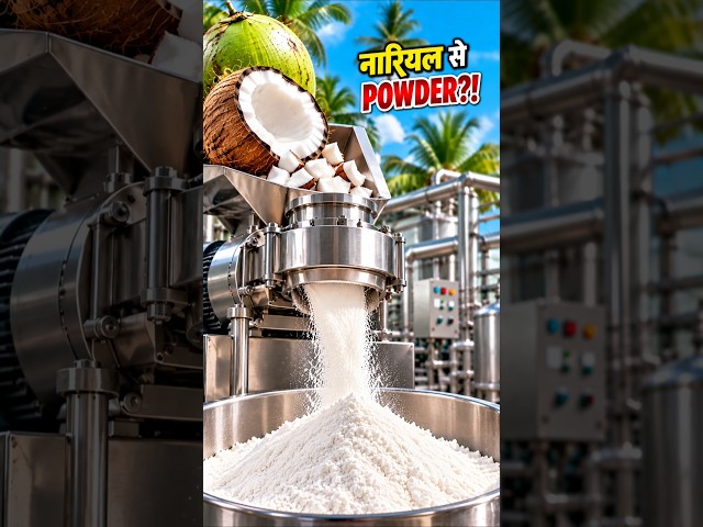 नारियल से बनता है ये सफेद Powder?! 😱🥥 | Factory Process #coconutpowder #coconutprocessing #shorts